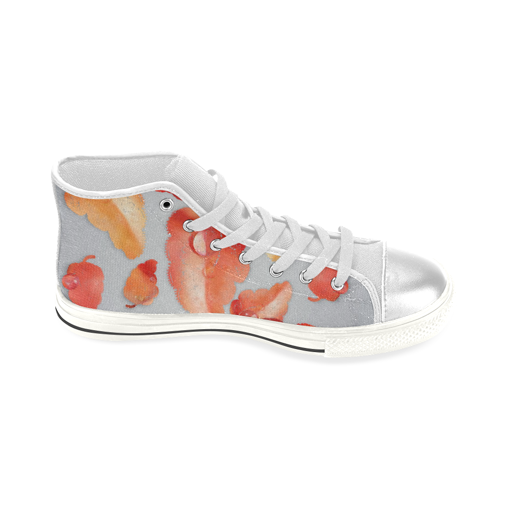 Leaves on gray Women's Classic High Top Canvas Shoes (Model 017)