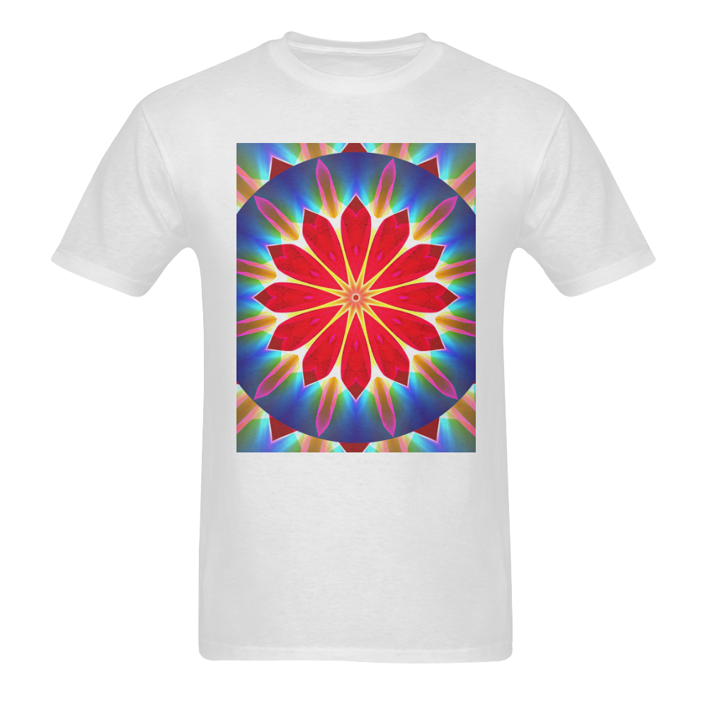 Blue Ice Flowers Red Abstract Modern Petals Zen Men's T-Shirt in USA Size (Two Sides Printing)