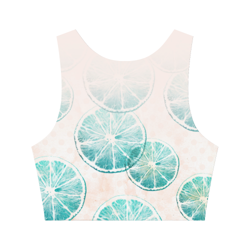 Turquoise Citrus Ombre Women's Crop Top (Model T42)