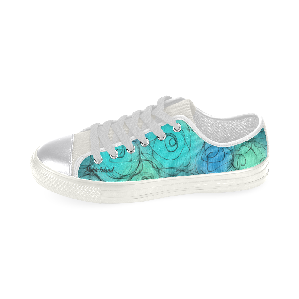 Blue Pastel Roses. Inspired by the Magic Island of Gotland. Women's Classic Canvas Shoes (Model 018)