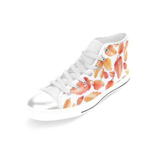 Red- orange leaves Women's Classic High Top Canvas Shoes (Model 017)