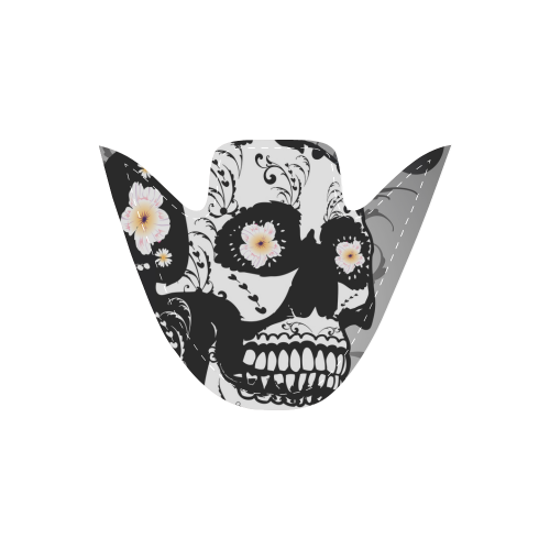 Wonderful sugar skull in black and white Women's Unusual Slip-on Canvas Shoes (Model 019)