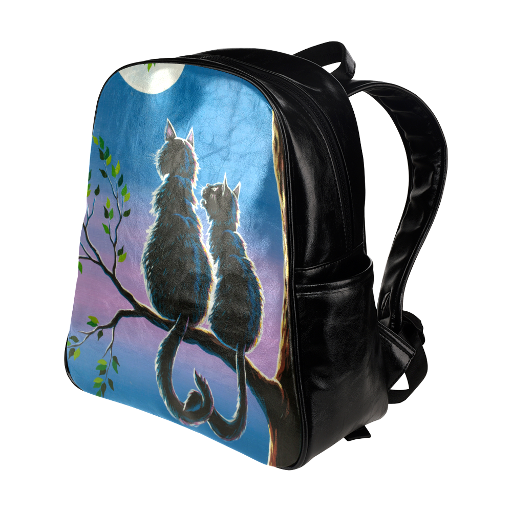 cat in love Multi-Pockets Backpack (Model 1636)