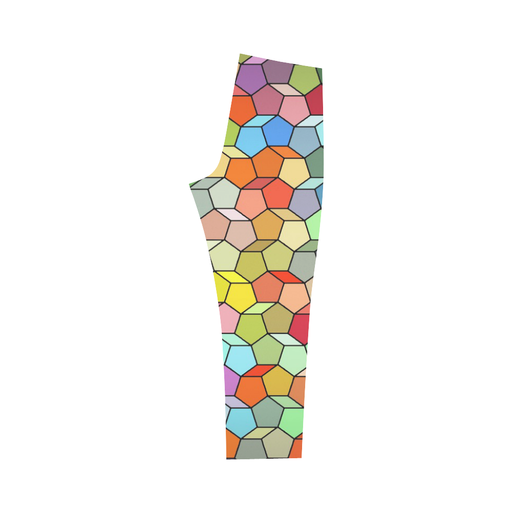 Colorful Polygon Pattern Capri Legging (Model L02)