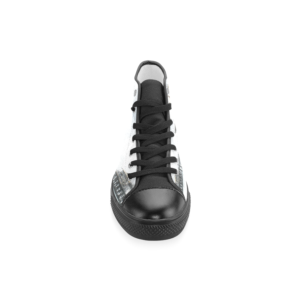 Sparkling Grey Santa Monica Pier (black) Women's Classic High Top Canvas Shoes (Model 017)