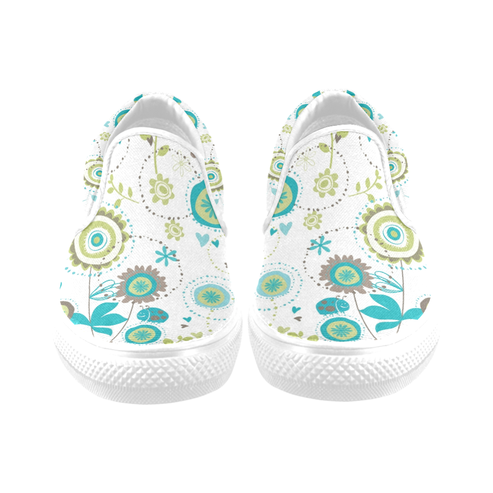 Floral seamless Women's Unusual Slip-on Canvas Shoes (Model 019)