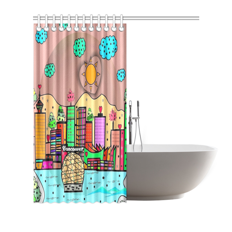 Vancouver Popart by Nico Bielow Shower Curtain 72"x72"