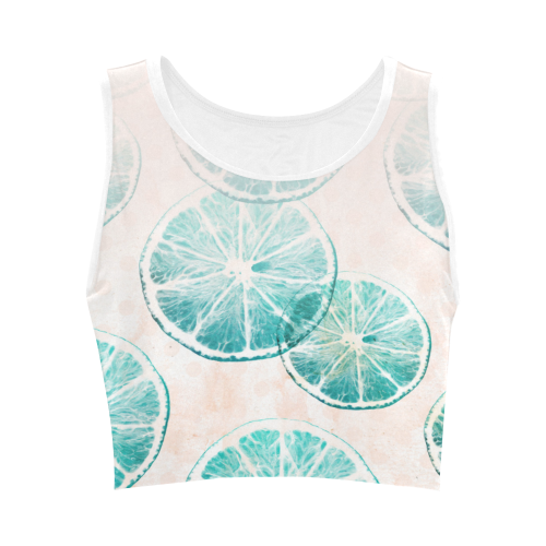 Turquoise Citrus Ombre Women's Crop Top (Model T42)