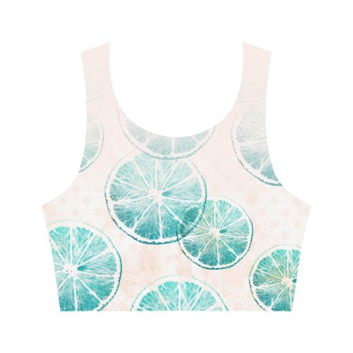 Turquoise Citrus Ombre Women's Crop Top (Model T42)