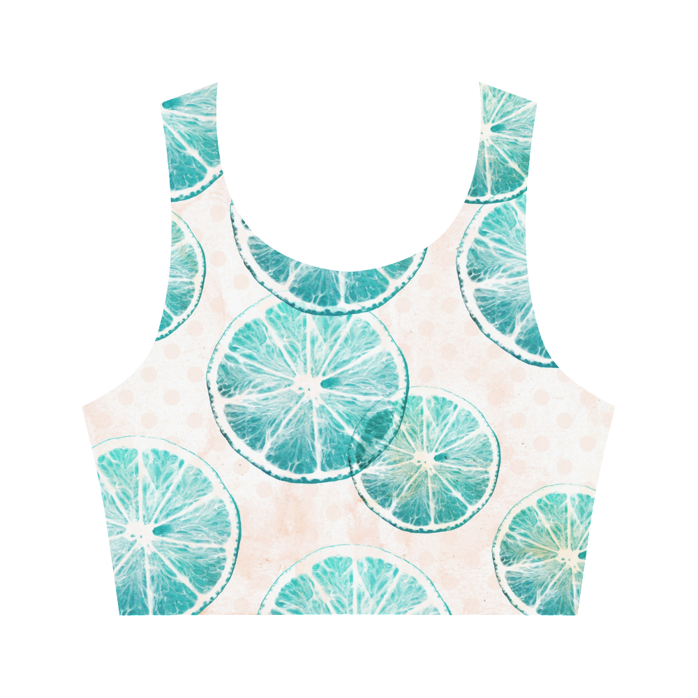 Turquoise Citrus Women's Crop Top (Model T42)