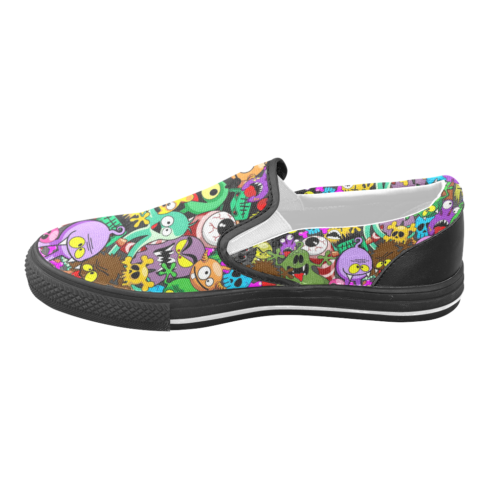 Monsters Doodles Characters Saga Women's Unusual Slip-on Canvas Shoes (Model 019)