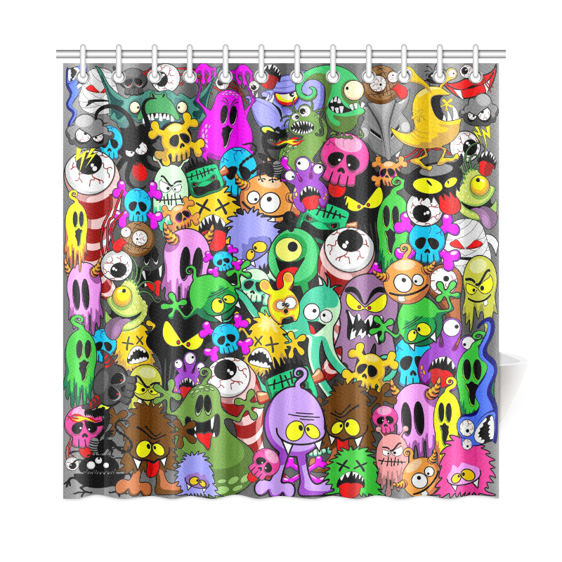 Monsters Doodles Characters Saga Shower Curtain 72"x72"