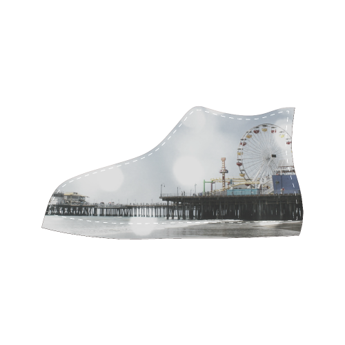 Sparkling Grey Santa Monica Pier (black) Women's Classic High Top Canvas Shoes (Model 017)