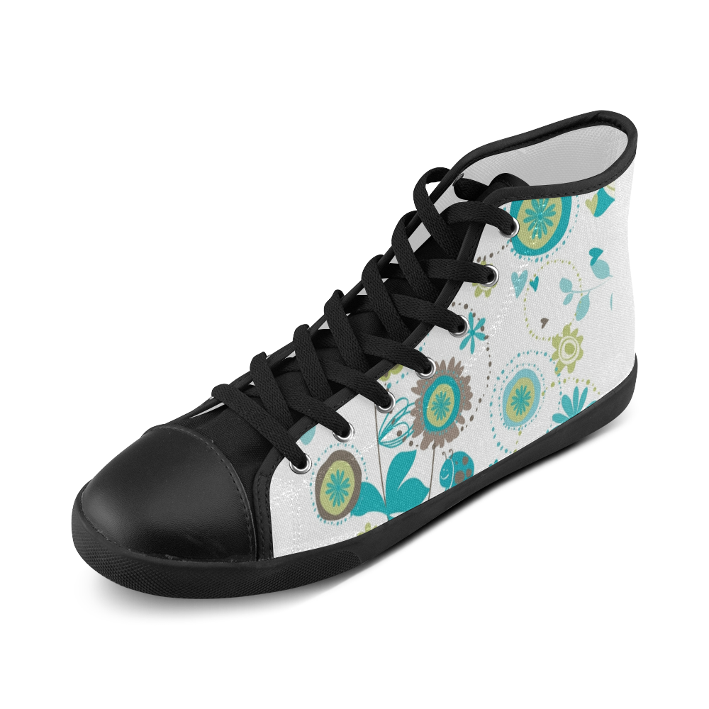 Floral High Top Canvas Kid's Shoes (Model 002) | ID: D410834