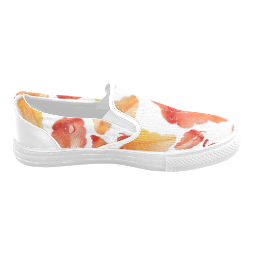 Red- orange leaves Men's Slip-on Canvas Shoes (Model 019)