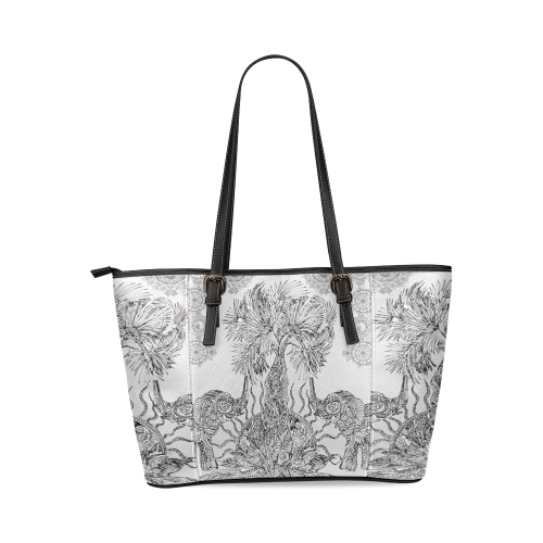 indes 3-2 white Leather Tote Bag/Small (Model 1640)