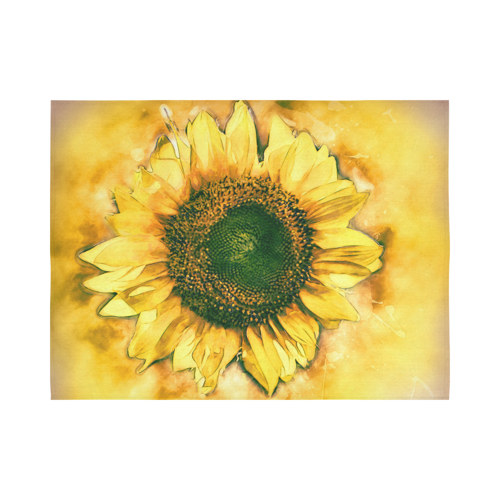 Painting Sunflower - Life is in full bloom Cotton Linen Wall Tapestry 80"x 60"