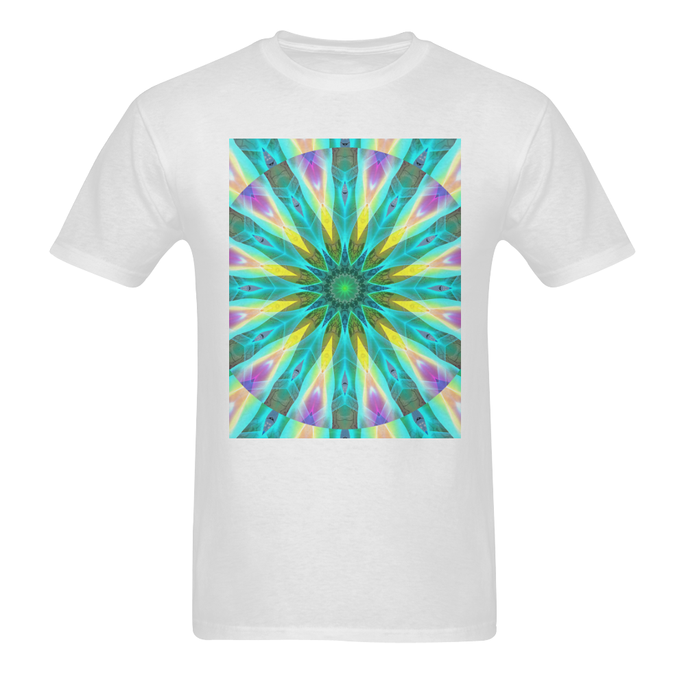 Golden Violet Peacock Sunrise Abstract Wind Flower Men's T-Shirt in USA Size (Two Sides Printing)