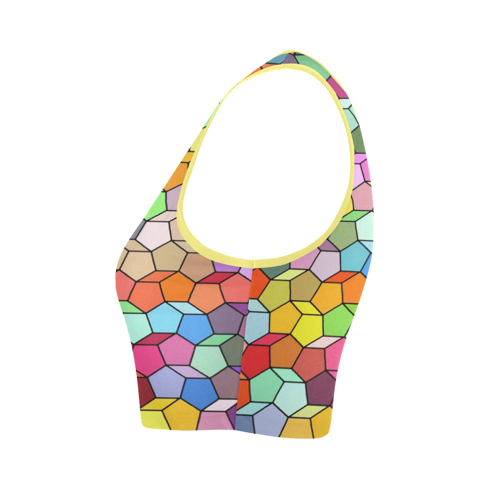 Colorful Polygon Pattern Women's Crop Top (Model T42)