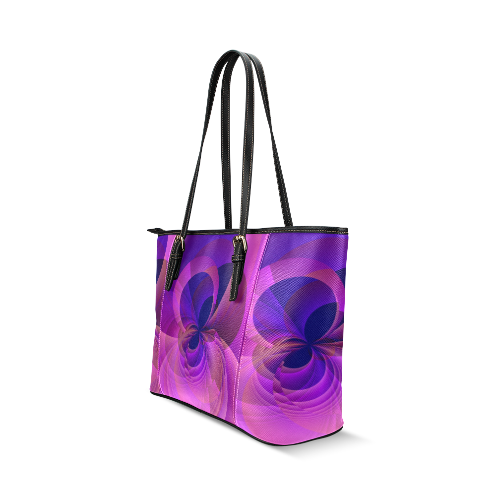 Abstract Infinity in Blue and Purple Leather Tote Bag/Small (Model 1640)