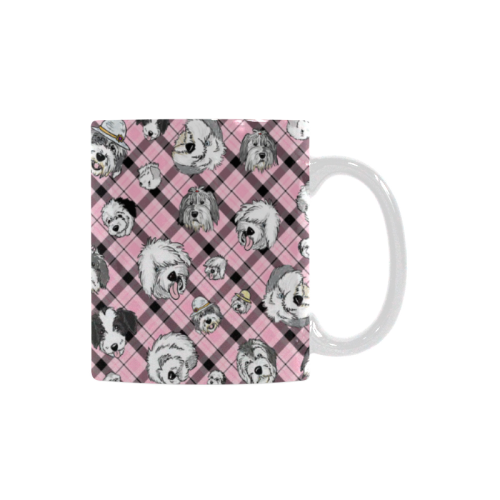 Plaid Sheepies-pink White Mug(11OZ)