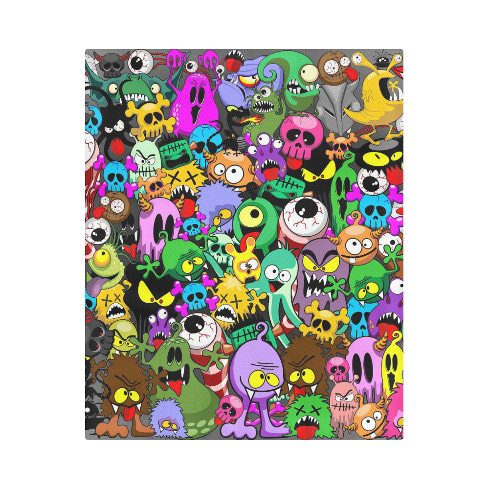 Monsters Doodles Characters Saga Duvet Cover 86"x70" ( All-over-print)