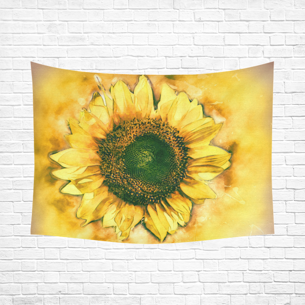 Painting Sunflower - Life is in full bloom Cotton Linen Wall Tapestry 80"x 60"