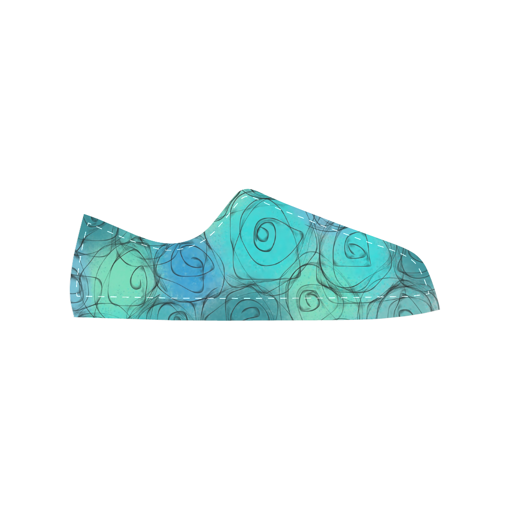 Blue Pastel Roses. Inspired by the Magic Island of Gotland. Women's Classic Canvas Shoes (Model 018)