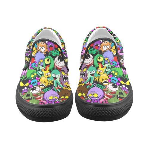 Monsters Doodles Characters Saga Women's Unusual Slip-on Canvas Shoes (Model 019)