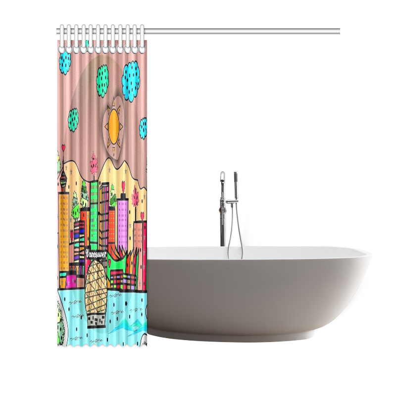 Vancouver Popart by Nico Bielow Shower Curtain 72"x72"