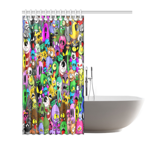 Monsters Doodles Characters Saga Shower Curtain 72"x72"