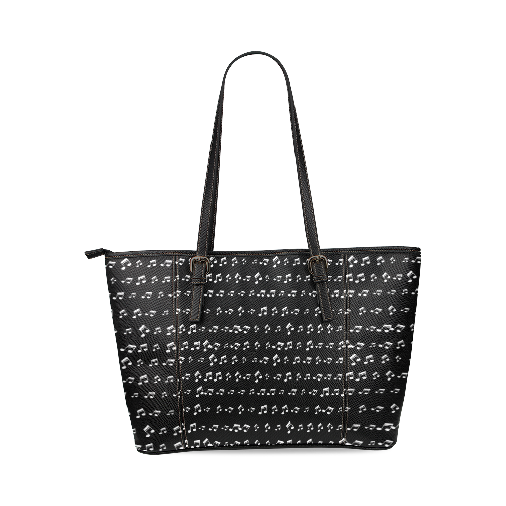 Musical Notes Leather Tote Bag/Small (Model 1640)