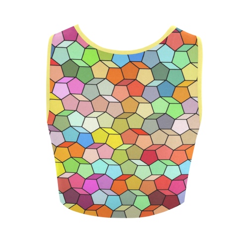 Colorful Polygon Pattern Women's Crop Top (Model T42)