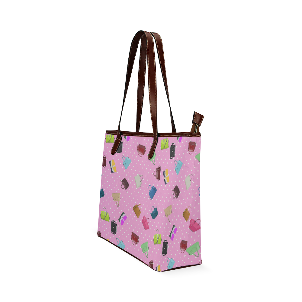 Little Purses and Pink Polka Dots Shoulder Tote Bag (Model 1646) ID