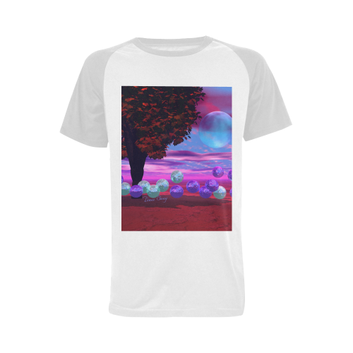 Bubble Garden, Abstract Rose  Azure Wisdom Men's Raglan T-shirt Big Size (USA Size) (Model T11)