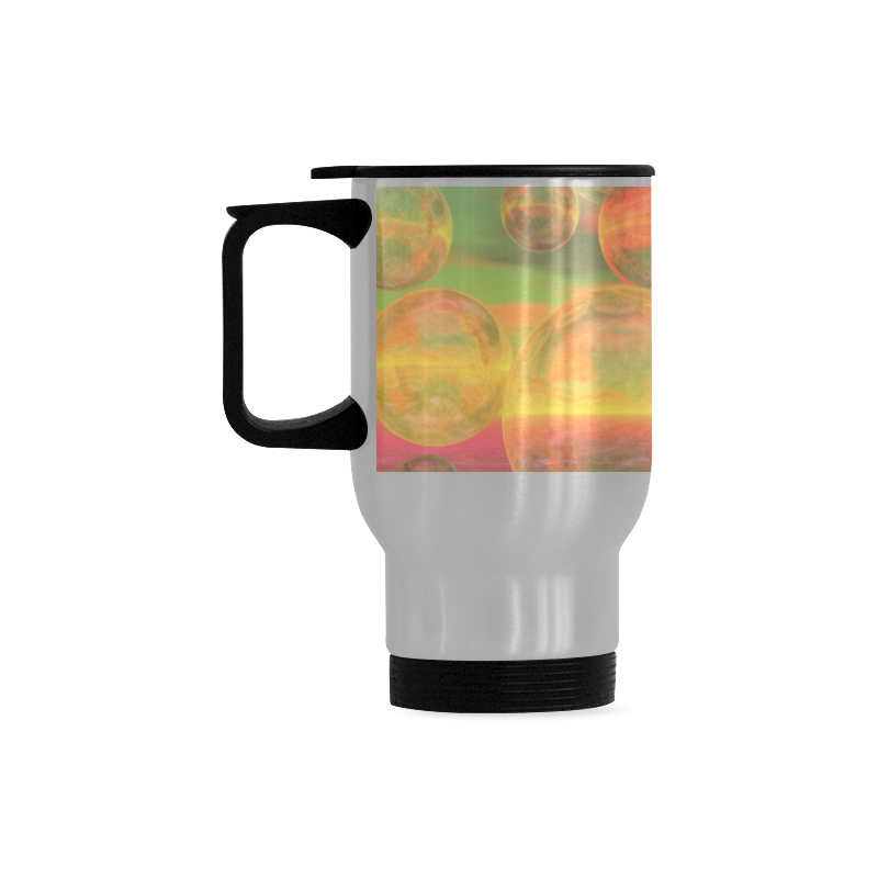 Autumn Ruminations, Abstract Gold Rose Glory Travel Mug (Silver) (14 Oz)