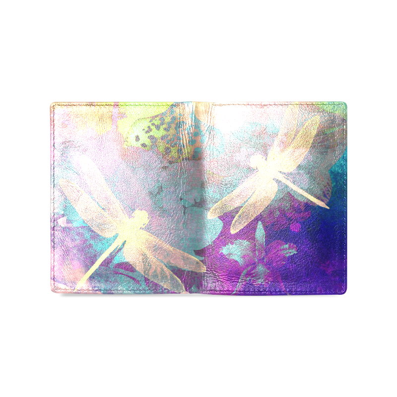 Dragonflies and Orchids Men's Leather Wallet (Model 1612)