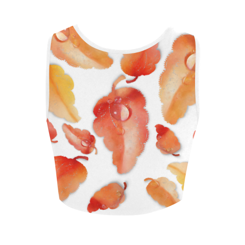 Red- orange leaves Women's Crop Top (Model T42)