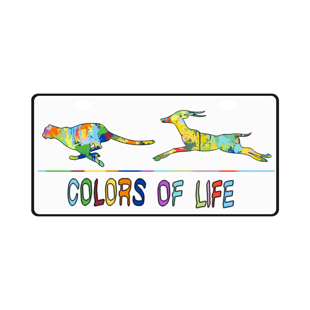 Colors of Life Splash Shape Antelope Cheetah License Plate