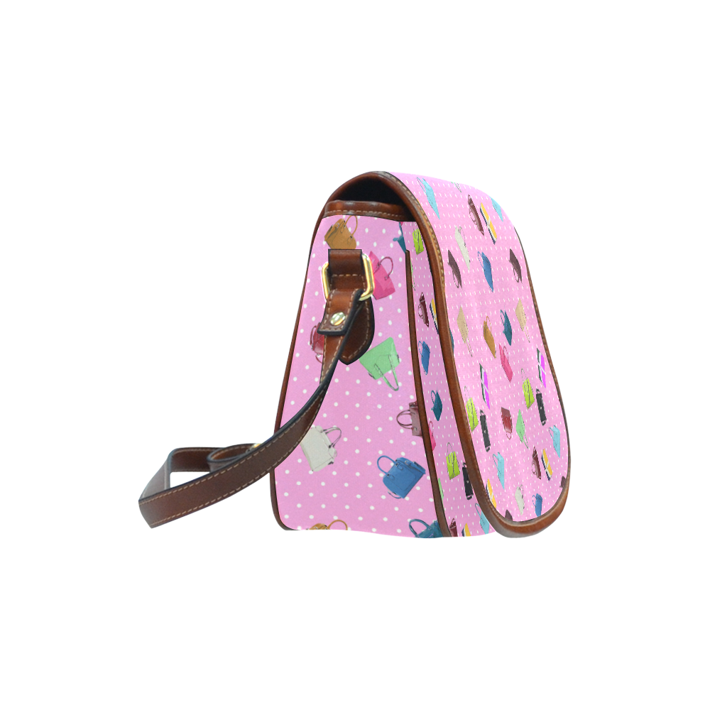Little Purses and Pink Polka Dots Saddle Bag/Small (Model 1649) Full Customization
