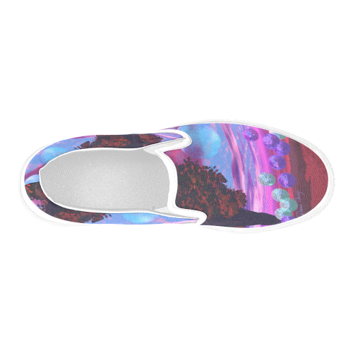 Bubble Garden, Abstract Rose  Azure Wisdom Men's Slip-on Canvas Shoes (Model 019)