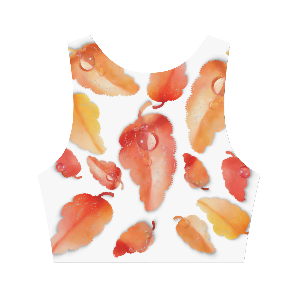 Red- orange leaves Women's Crop Top (Model T42)