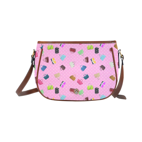 Little Purses and Pink Polka Dots Saddle Bag/Large (Model 1649)