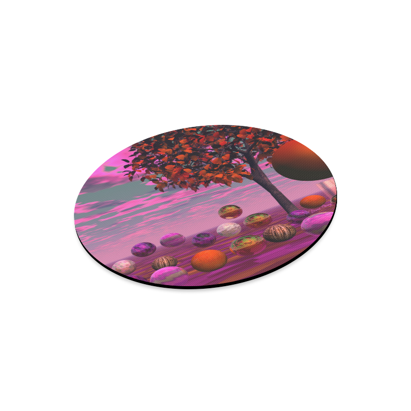 Bittersweet Opinion, Abstract Raspberry Maple Tree Round Mousepad