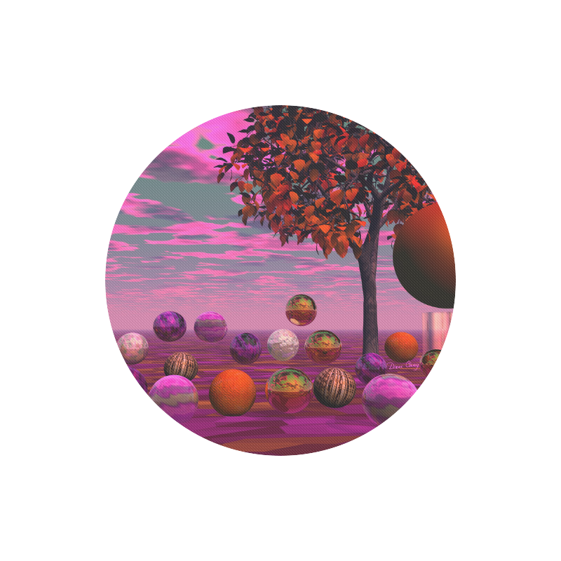 Bittersweet Opinion, Abstract Raspberry Maple Tree Round Mousepad