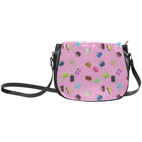 Little Purses and Pink Polka Dots Classic Saddle Bag/Small (Model 1648)