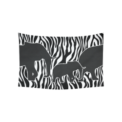 ELEPHANTS to ZEBRA stripes black & white Cotton Linen Wall Tapestry 60"x 40"