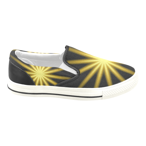 Golden Starburst Women's Unusual Slip-on Canvas Shoes (Model 019)