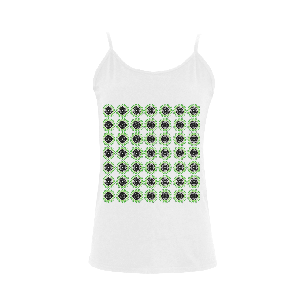 Green and Black Design Pattern Women's Spaghetti Top (USA Size) (Model T34)