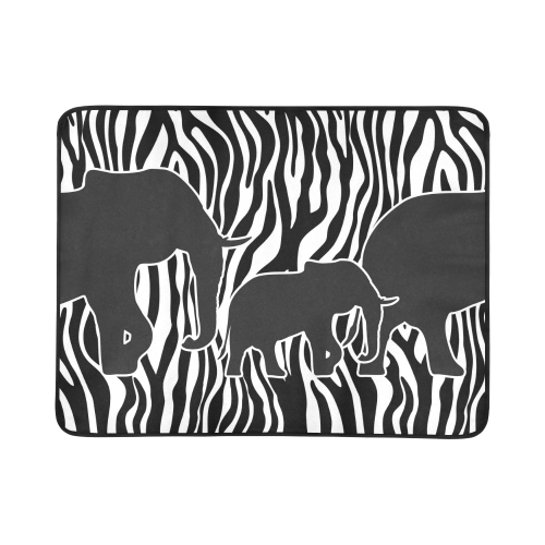ELEPHANTS to ZEBRA stripes black & white Beach Mat 78"x 60"